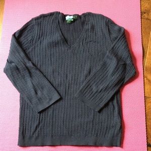 Lauren Ralph Lauren navy v-neck cable 3/4 sleeve L